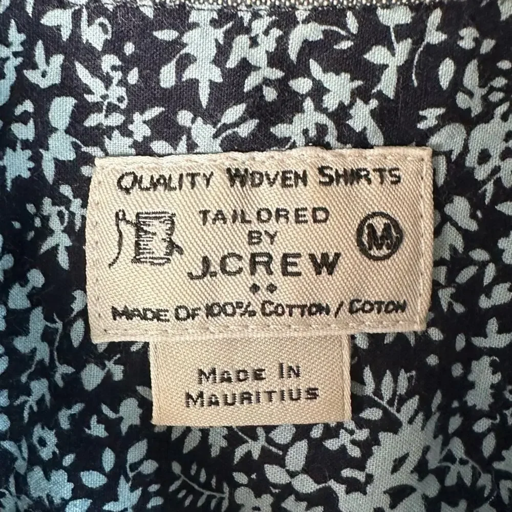 J.Crew quality woven material, button-down shirt‎ blue floral cotton business